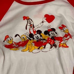 Disney Vintage Mickey and friends valentines Day baseball tee